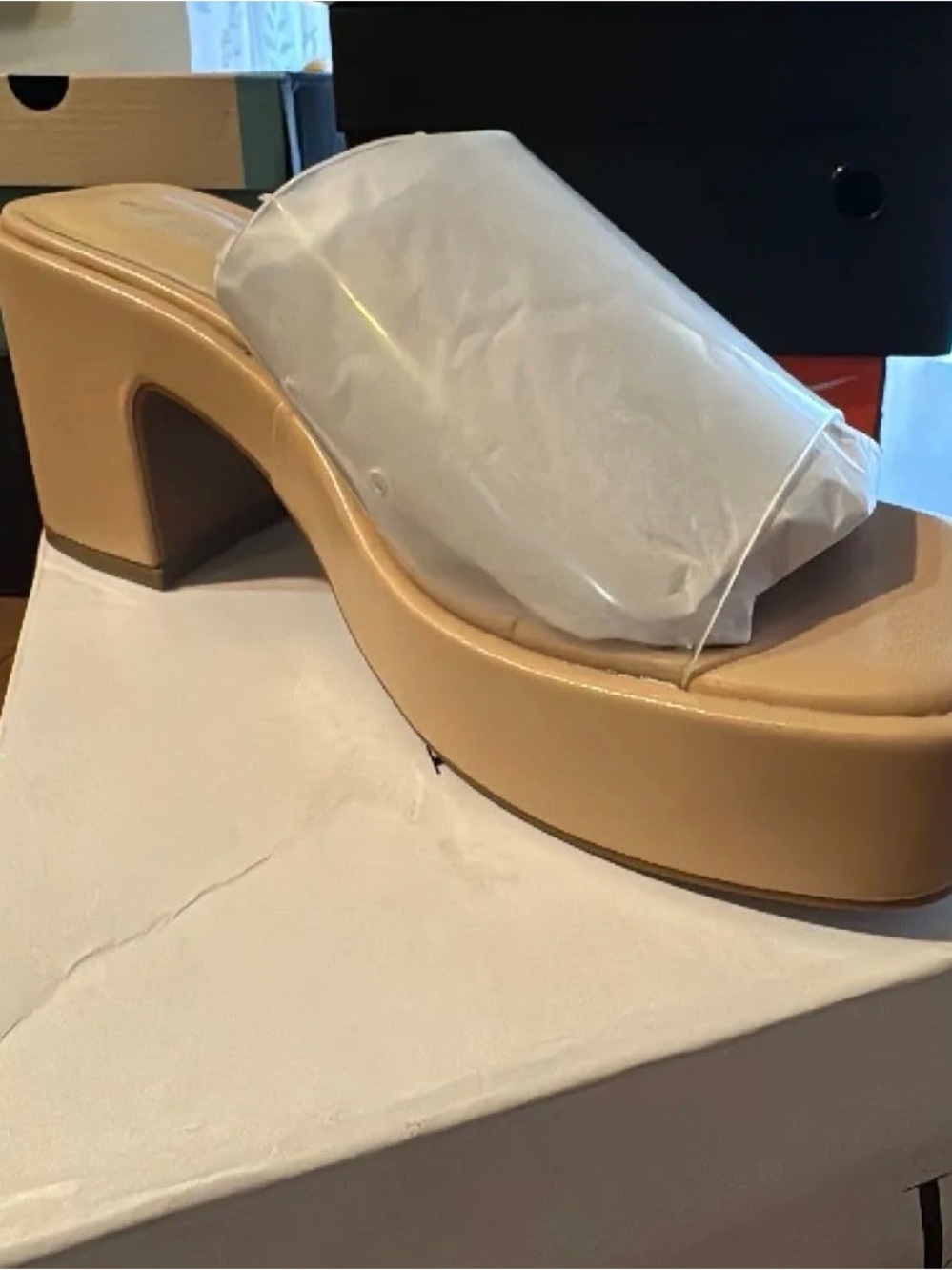DreamPairs Platform Slide Mule w/ Clear Strap